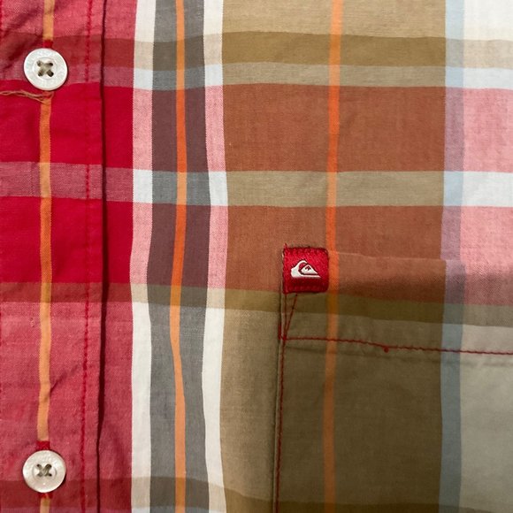 Quick Silver Mens XXL Multi Color Plaid Short Sleeve Casual Shirt‎ Button Up - Picture 4 of 9